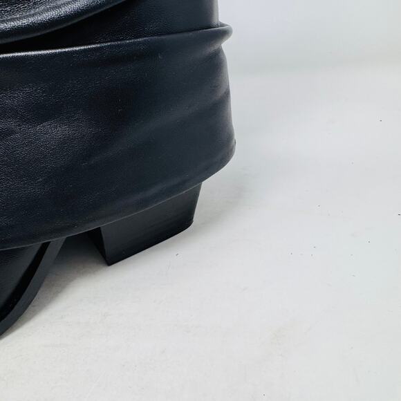 D’Amelio Black Leather Slouch Boots 10M Pointed Toe Minimalist Sleek - Picture 3 of 14